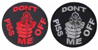 Don't Piss Me Off Patches With Gun Pointing In Red And White Embroidery Over Black Patch 2 Pieces Don't Piss Me Off Patches With Gun Pointing In Red And White Embroidery Over Black Patch 2 Pieces