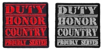 Duty Honor Country Patch White And Red Embroider Over Black 2 Patches Duty Honor Country Patch White And Red Embroider Over Black 2 Patches