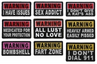 Funny Warning Patches Iron On Sew On Embroidered FUN Patches