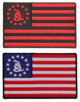 Gadsden Flag RWB And Black Red 2 Iron On Flags Gadsden Flag RWB And Black Red 2 Iron On Flags