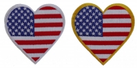Heart Shaped US Flag Patches With Yellow And White Border Set Of 2 Heart Shaped US Flag Patches With Yellow And White Border Set Of 2