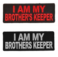 I Am My Brothers Keeper Patches Red White Embroidery On Black Patch 2 Pieces I Am My Brothers Keeper Patches Red White Embroidery On Black Patch 2 Pieces