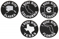 I RODE MINE BIKER Patches Alaska California Colorado Florida Texas States