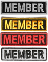 MEMBER Patches Embroidered In White Red Yellow Over Black And 1 Reflective Patch