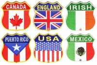 Shield Shaped Embroidered Flags Canada England Irish Mexico Puerto Rico USA Patches Shield Shaped Embroidered Flags Canada England Irish Mexico Puerto Rico USA Patches