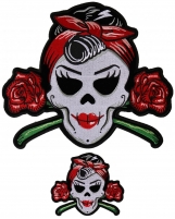 Sugar Skull with Roses Small and Large Patch Set