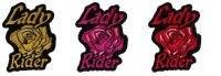 Lady Rider Patches with Rose -Set of 3 Iron on Patches