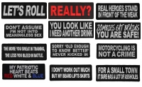 Saying Patches Compilation of 12 Iron on Sew on Funny Emblems for Jackets Vests Caps and Shirts
