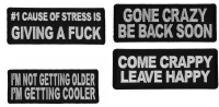 #NoStress Carefree Sayings Iron on or Sew on Embroidered Patches Set of 4