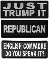 #Trump Political Sayings Emblems Iron on or Sew on Embroidered Patches Set of 3