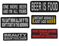 Beer Lover Sayings Red Yellow Iron-on or Sew-on Embroidered Patches Set of 6