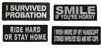 Biker Lifestyle Sayings Iron on or Sew on Embroidered Patches Set of 4