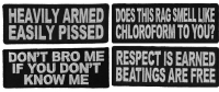 Keep your Distance Aggressive Badass OG Sayings Patches Iron-on or Sew-on Embroidered Patches with adhesive backing Set of 4