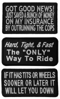 Ride Fast Sayings Iron on or Sew on Set of 3 Embroidered Patches