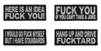 Toxic   Aggressive = Funny Sayings Iron on or Sew on Embroidered Patches Set of 4