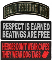 Military Sayings and Rocker Patch Iron on or Sew on  Embroidered Patches Set of 3
