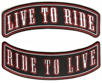 Live To Ride Ride To Live 2 Piece Biker Back Patch Set Of Upper And Lower Rockers Live To Ride Ride To Live 2 Piece Biker Back Patch Set Of Upper And Lower Rockers