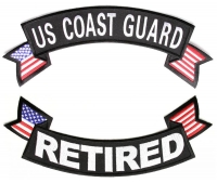 US Coast Guard Retired 2 Piece Large Back Patch Set | US Coast Guard Military Veteran Patches