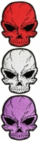 Gray Red And Purple Skull Patches Set Of 3