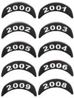Year Tab Patches 2000-2009 Small Upper Rockers Embroidered In Black And White Year Tab Patches 2000-2009 Small Upper Rockers Embroidered In Black And White