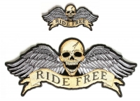 Ride Free Biker Patch Skull And Wings 2 Piece Front And Back Set
