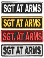 SGT AT ARMS Patches Embroidered In White Red Yellow Over Black And 1 Reflective Patch SGT AT ARMS Patches Embroidered In White Red Yellow Over Black And 1 Reflective Patch