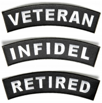 VETERAN INFIDEL RETIRED Rocker Inserts For Flag Rocker Patches VETERAN INFIDEL RETIRED Rocker Inserts For Flag Rocker Patches