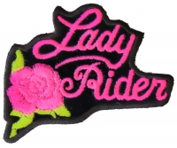 Pink Lady Rider Rose Biker Patch | Embroidered Biker Patches