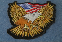 Gold Eagle Patch With US Flag Small | Embroidered Biker Patches