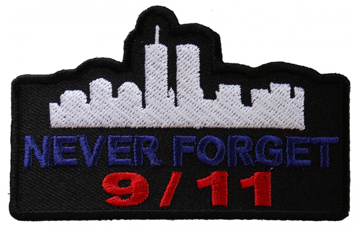USA 911 SEPTEMBER 11 AMERICAS HEROES NEVER FORGET EMBROIDERED PATCH 3.5 INCHES