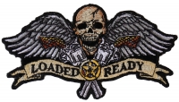 Loaded And Ready Skull Wings Guns Small Patch | Embroidered Patches