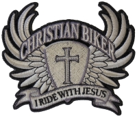 Small Christian Biker Patch I Ride With Jesus | Embroidered Biker Patches