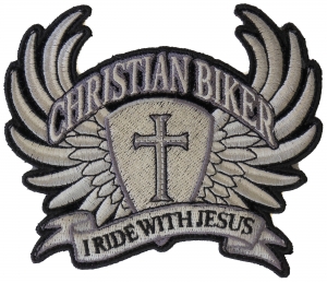 Small Christian Biker Patch I Ride With Jesus | Embroidered Biker Patches