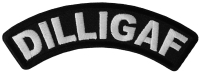 Dilligaf Black White Small Rocker Biker Patch | Embroidered Patches