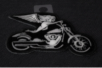 White Biker Angel On Motorcycle Patch | Embroidered Biker Patches