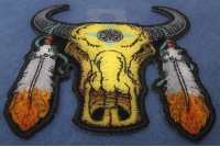 Small Buffalo Head Feathers Patch | Embroidered Patches