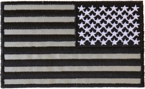 Reversed American Flag Black And Reflective 4 Inch Patch | Embroidered Patches