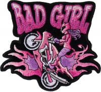 Bad Girl Wheeley Biker Small Patch | Embroidered Biker Patches