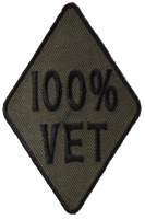 100 Percent Vet Subdued Green Patch | US Military Veteran Patches