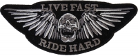 Live Fast Ride Hard Skull Small Patch | Embroidered Biker Patches