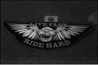 Live Fast Ride Hard Skull Small Patch | Embroidered Biker Patches