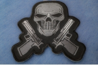 Guns And Skull Chrome Patch - Skull Patches