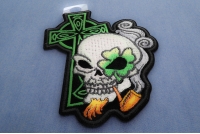 Irish Skull Cross Smoking Pipe Small Patch