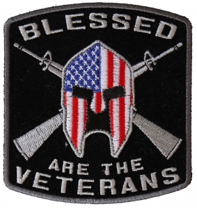 Blessed Are The Veterans American Flag Spartan Patch