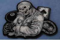 Biker Dude Skull Small Patch In Gray