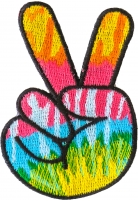 Colorful Peace Fingers Hand Sign Iron On Patch