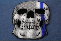 Police Skull Blue line US Flag Patch