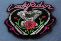 Lady Rider Chain Engine Rose Patch
