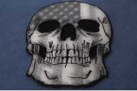Gray USA Flag Skull Patch Small