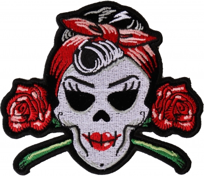 Rose Skull Patch Punk Embroidered Patches For Clothing DIY Iron On Patches  For Clothes Skeleton Sewing Embroidery Patch Stickers